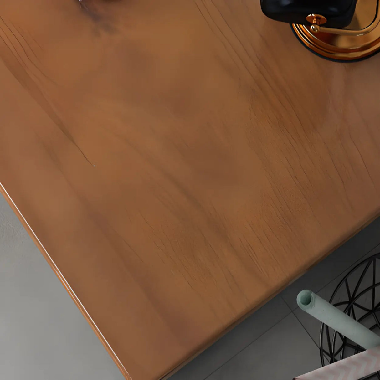 Brown Wood Black Base Kids Desk with Hutch and Shelves Image - 5