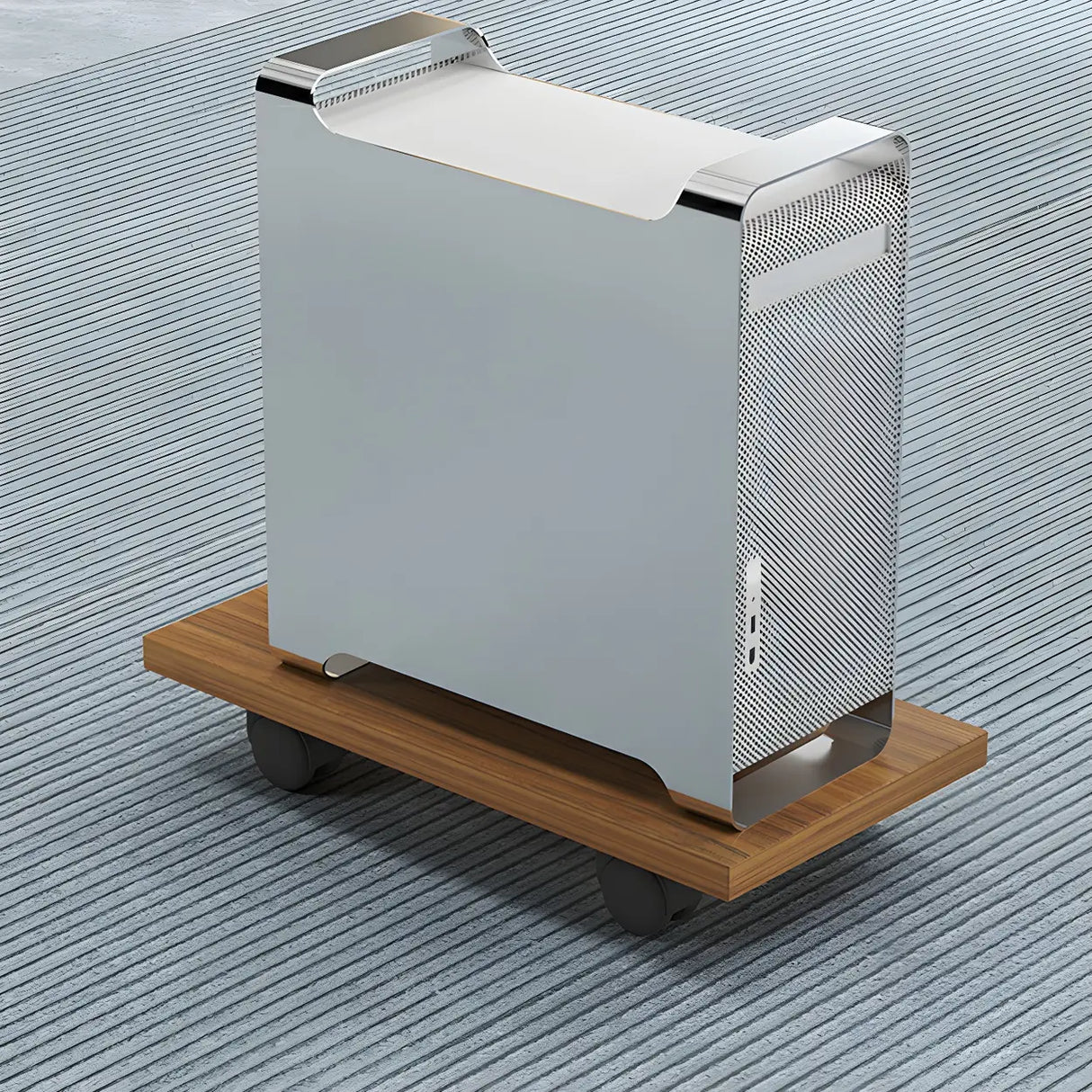 Brown Wood Drawers Storage Steel Sled Computer Desk Image - 4