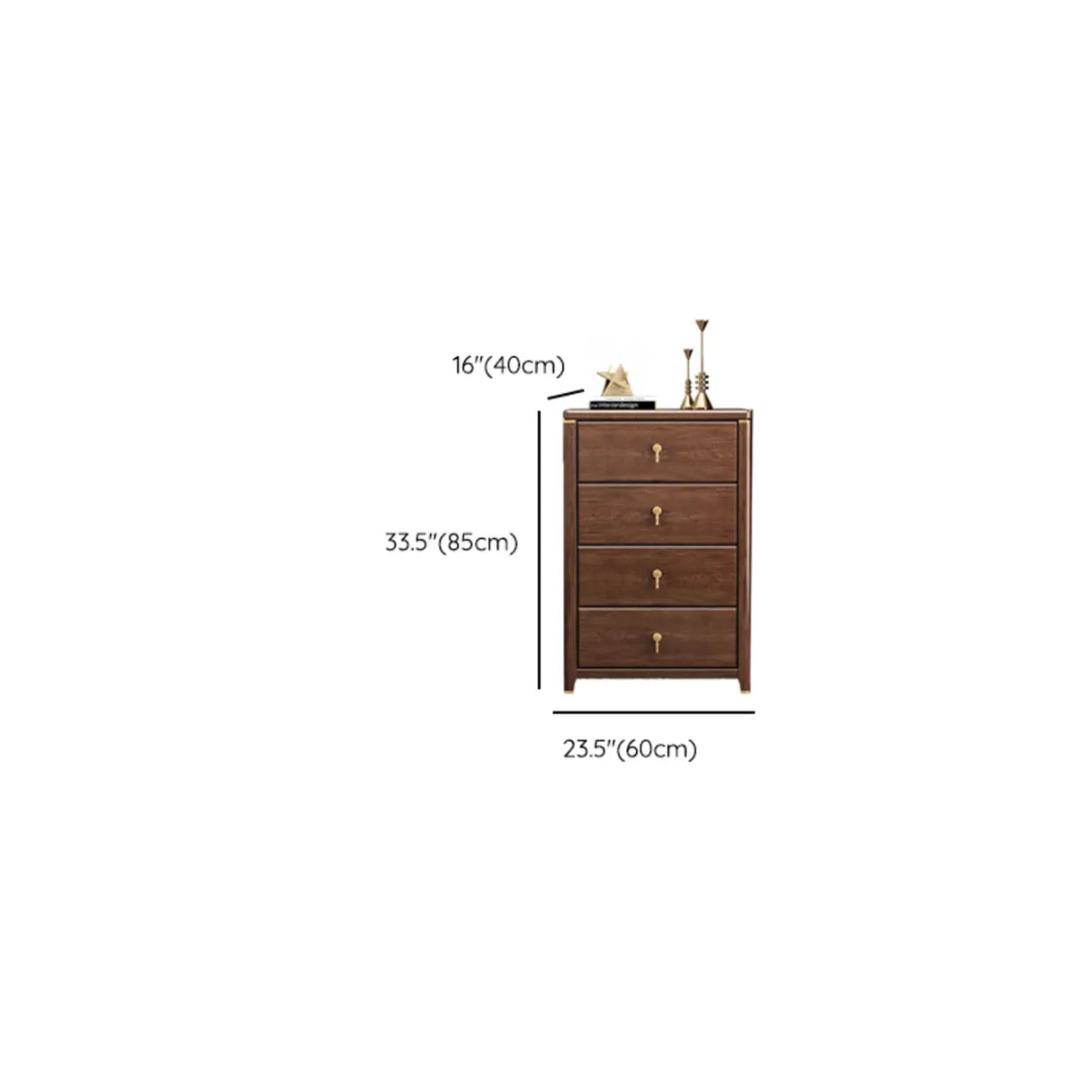 Brown Wood Frame Metal Handle Dresser for Drawers