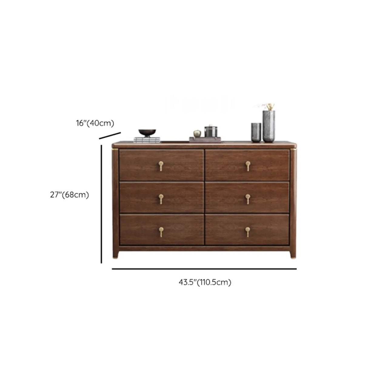 Brown Wood Frame Metal Handle Dresser for Drawers Image - 14