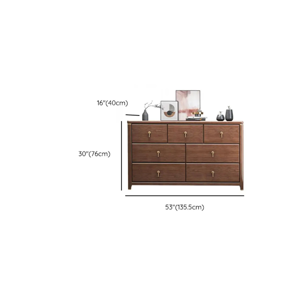 Brown Wood Frame Metal Handle Dresser for Drawers Image - 15