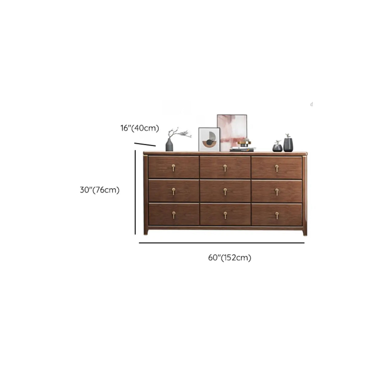 Brown Wood Frame Metal Handle Dresser for Drawers Image - 16