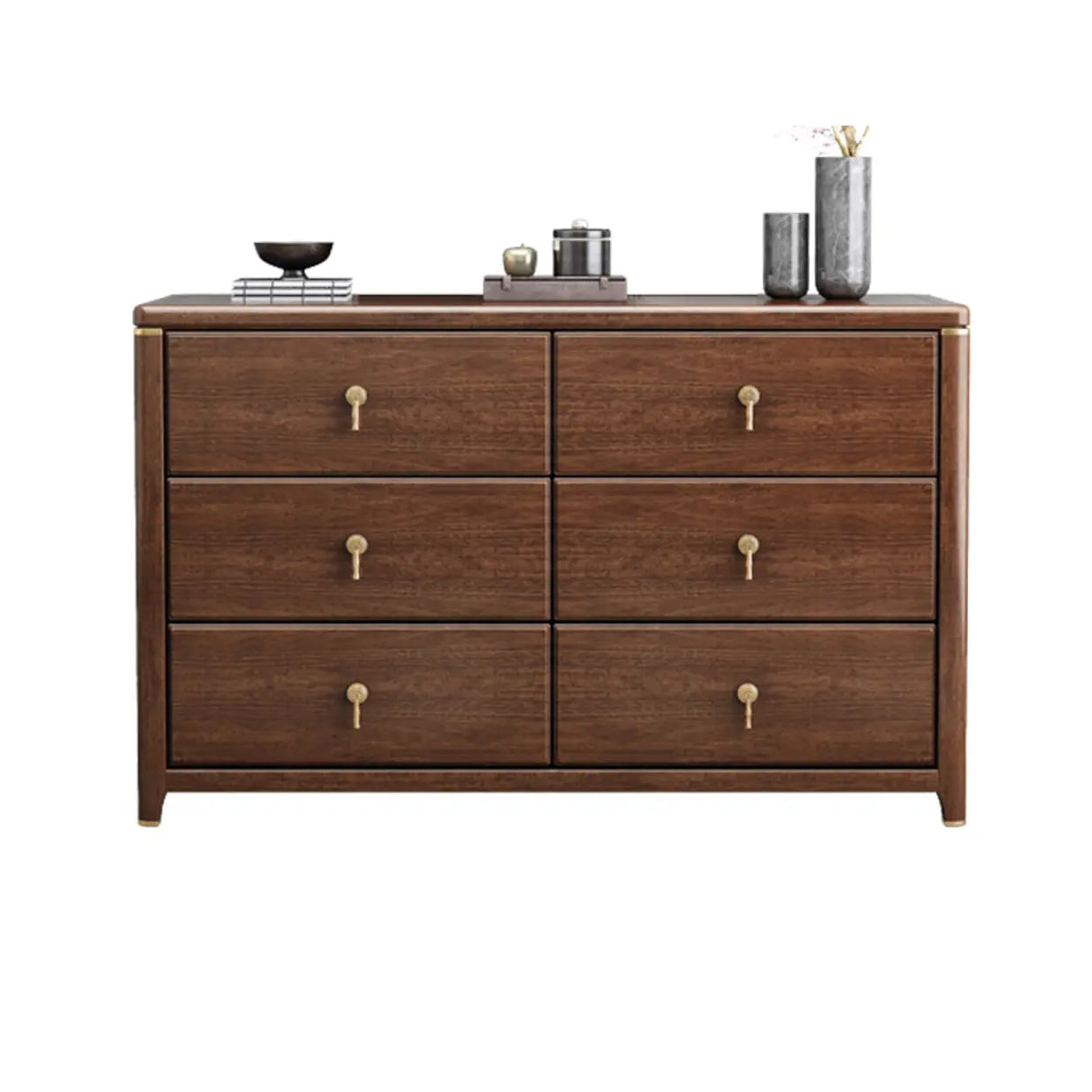 Brown Wood Frame Metal Handle Dresser for Drawers Image - 5