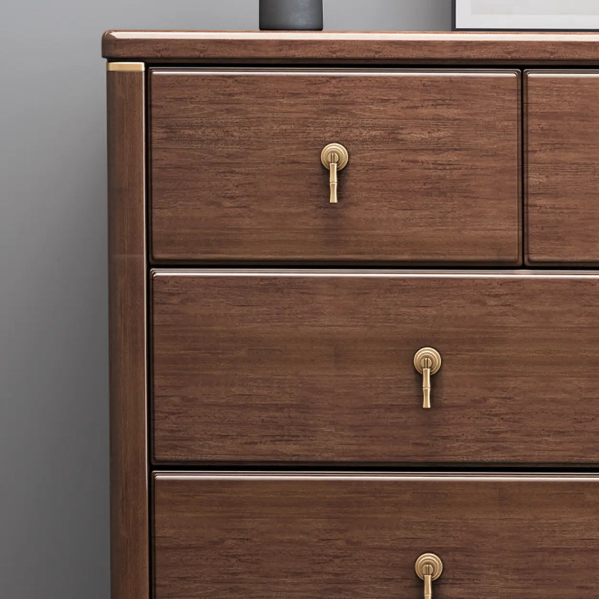 Brown Wood Frame Metal Handle Dresser for Drawers Image - 6