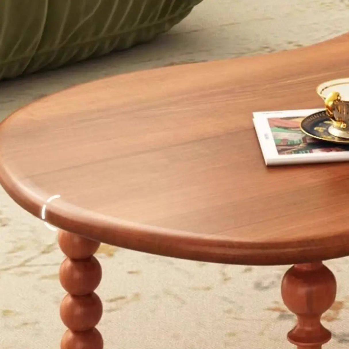 Brown Wood Free Form Coffee Table with Four Legs Image - 8
