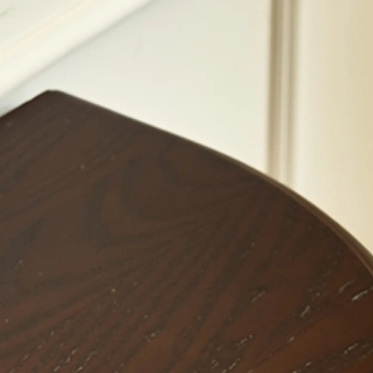 Brown Wood Half-circle Floor Shelf Console Table with Drawer Image - 5