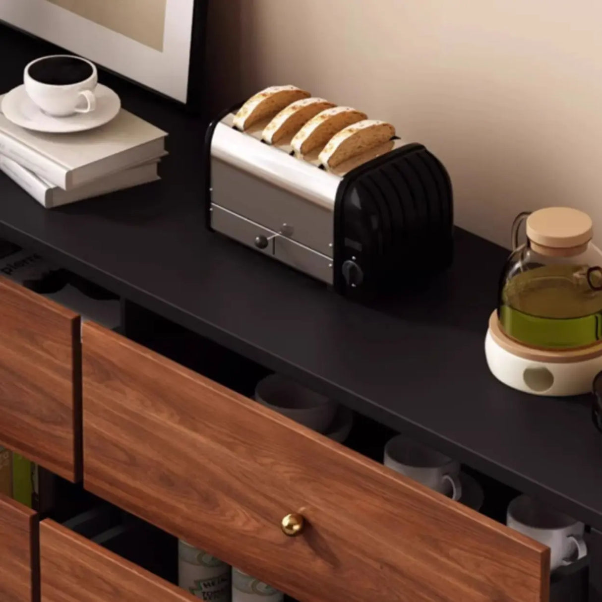 Brown Wood Metal Handle Dresser with Six Drawers Image - 11