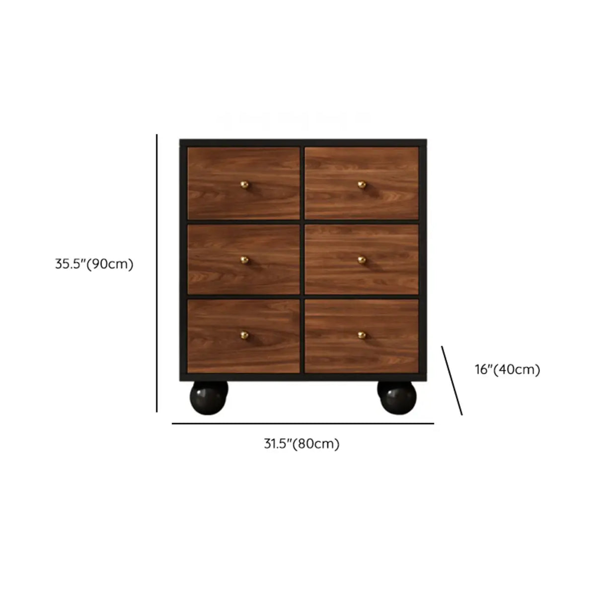 Brown Wood Metal Handle Dresser with Six Drawers Image - 15