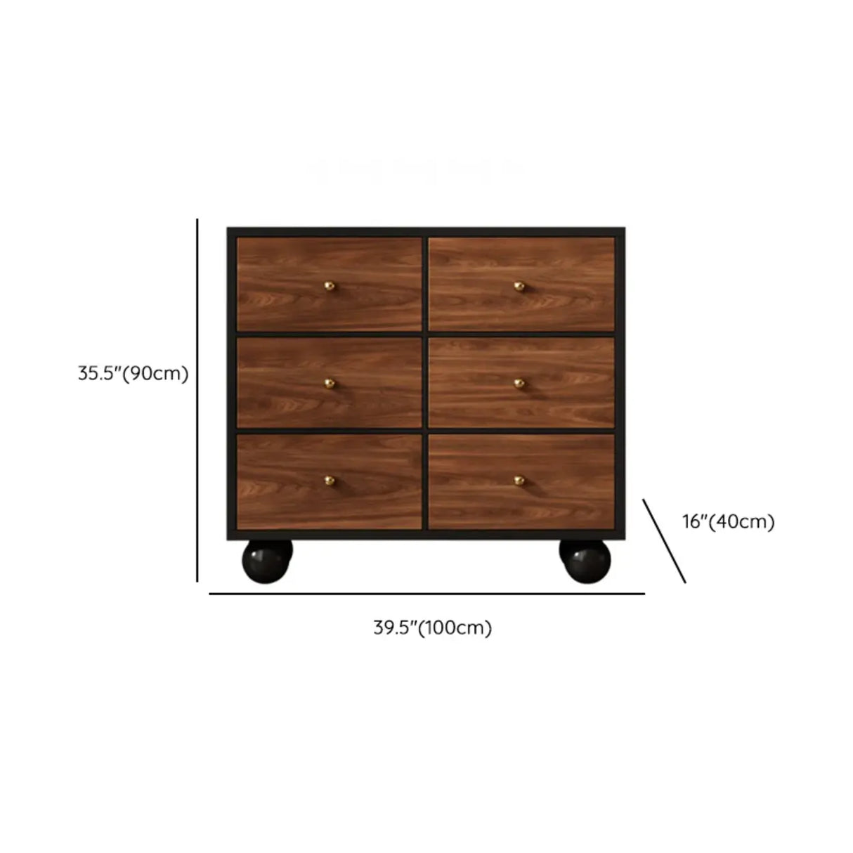 Brown Wood Metal Handle Dresser with Six Drawers Image - 16