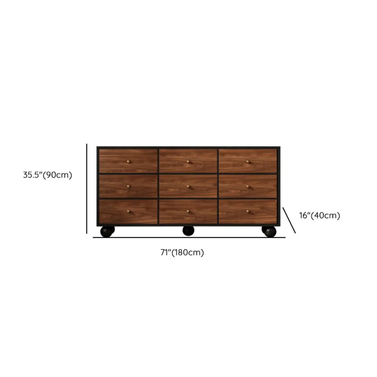 Brown Wood Metal Handle Dresser with Six Drawers Image - 17