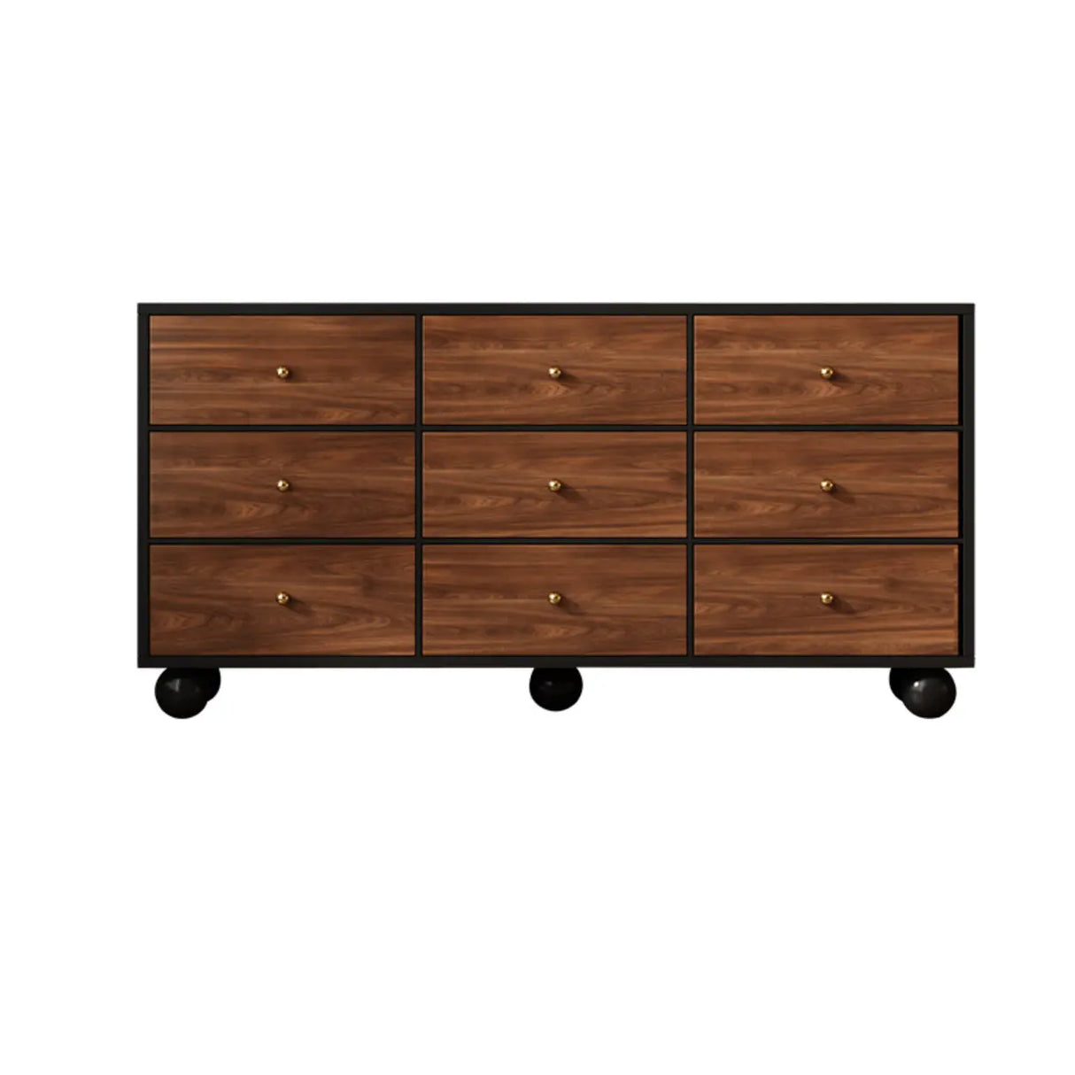 Brown Wood Metal Handle Dresser with Six Drawers Image - 2