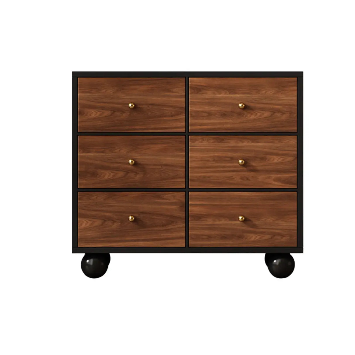 Brown Wood Metal Handle Dresser with Six Drawers Image - 5