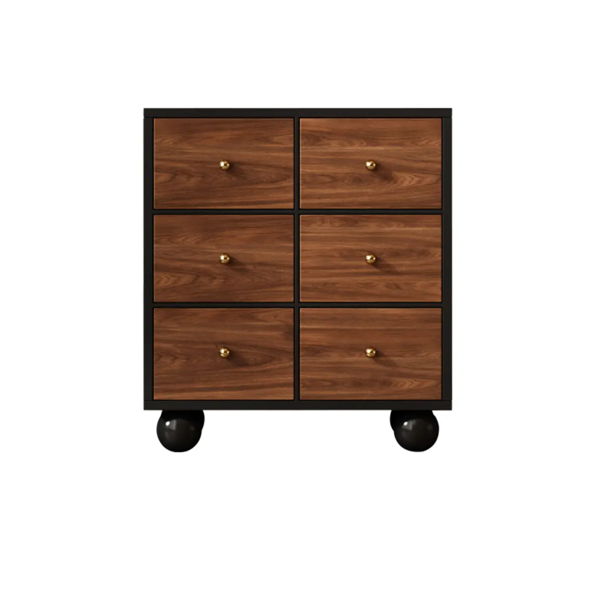 Brown Wood Metal Handle Dresser with Six Drawers Image - 7
