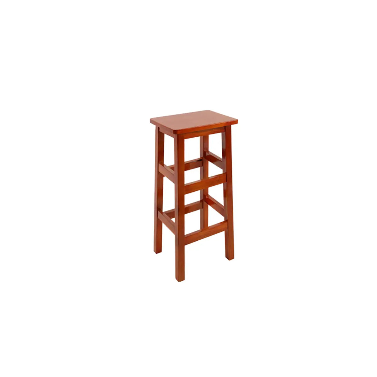 Brown Wood Rectangle Backless Bar Stool with Footrest Image - 2