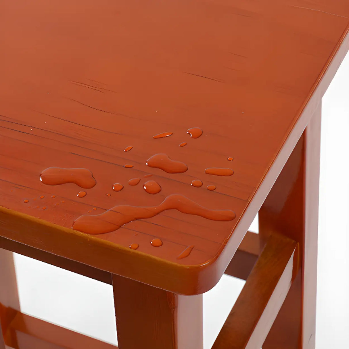 Brown Wood Rectangle Backless Bar Stool with Footrest Image - 3