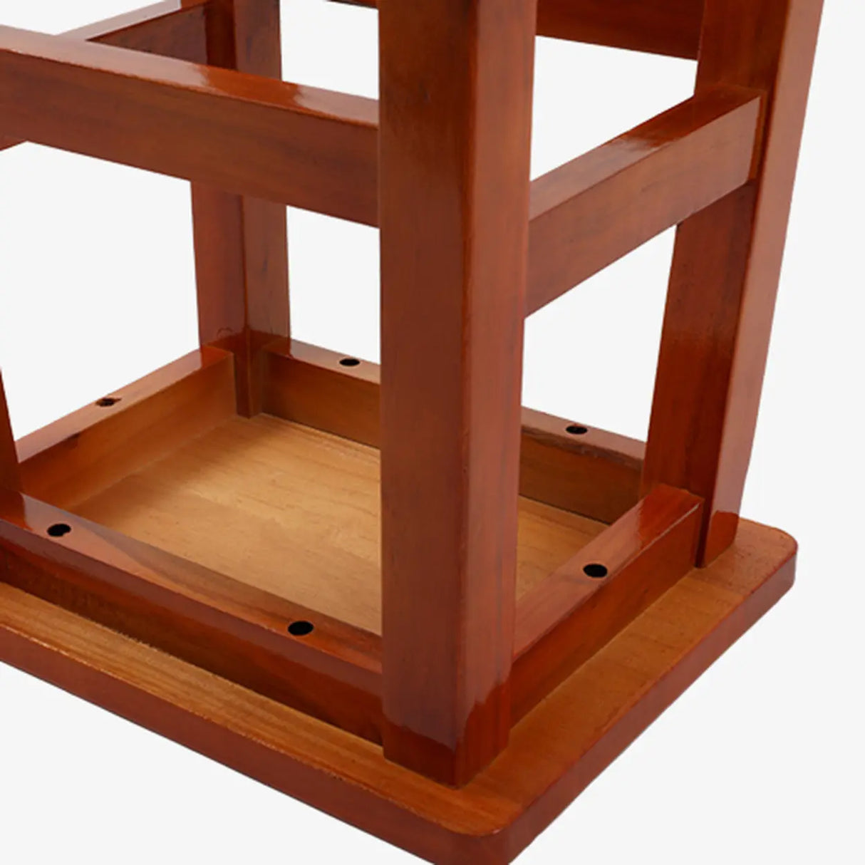 Brown Wood Rectangle Backless Bar Stool with Footrest Image - 5