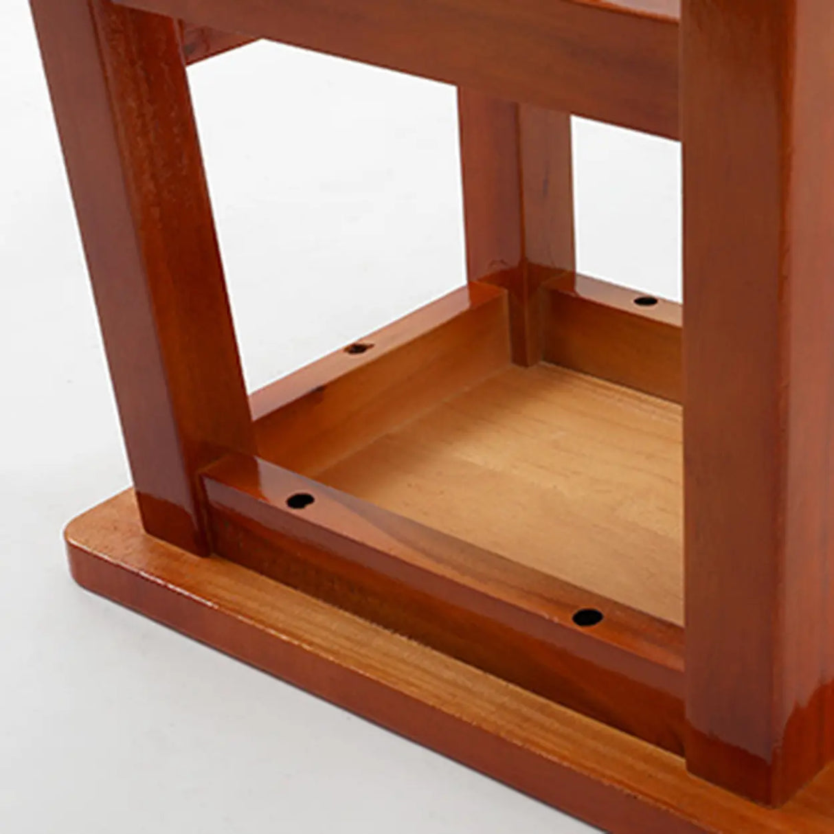 Brown Wood Rectangle Backless Bar Stool with Footrest Image - 6