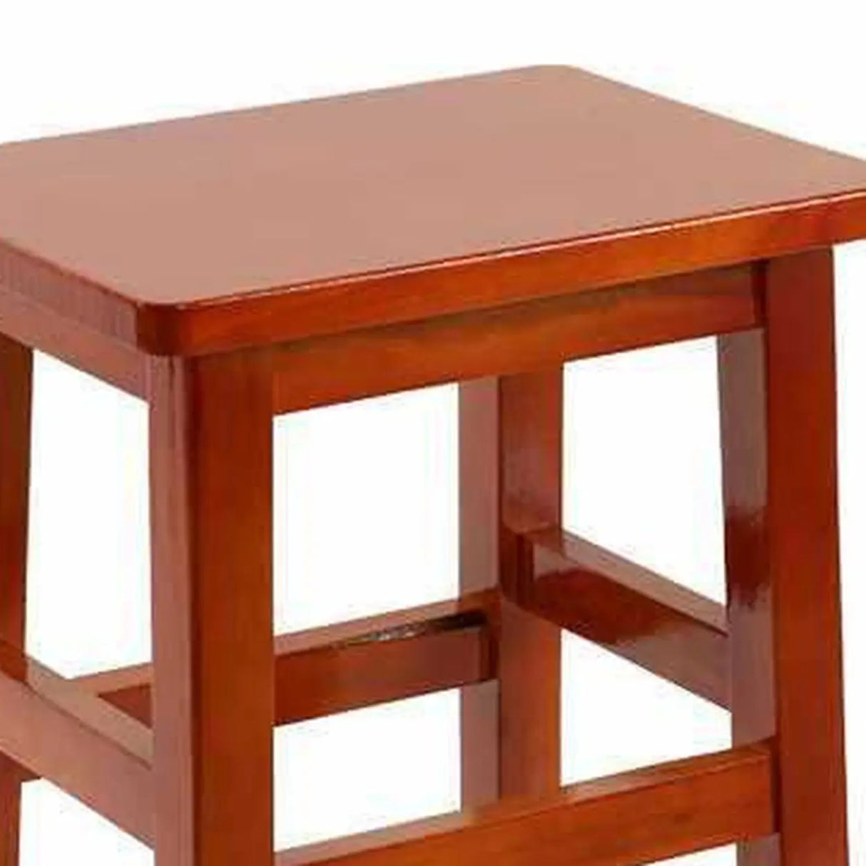 Brown Wood Rectangle Backless Bar Stool with Footrest Image - 7