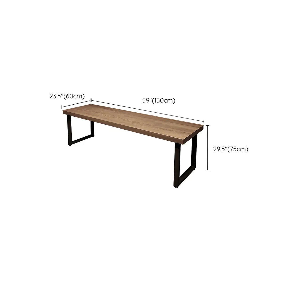 Brown Wood Rectangle Iron Sled Double Gaming Desk Image - 17