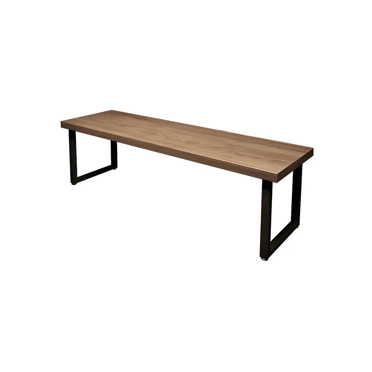 Brown Wood Rectangle Iron Sled Double Gaming Desk Image - 5