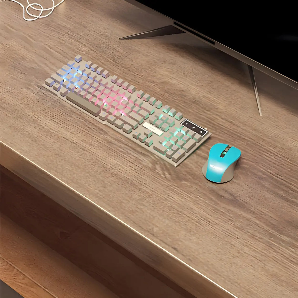 Brown Wood Rectangle Iron Sled Double Gaming Desk Image - 8