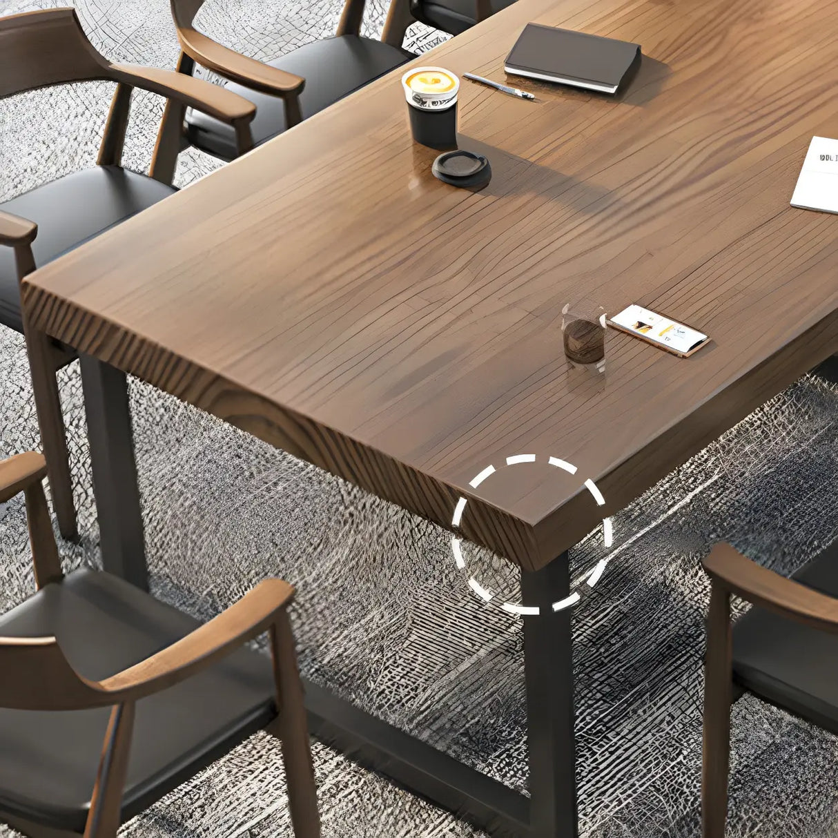 Brown Wood Rectangular Meeting Desk with Sled Base Image - 6