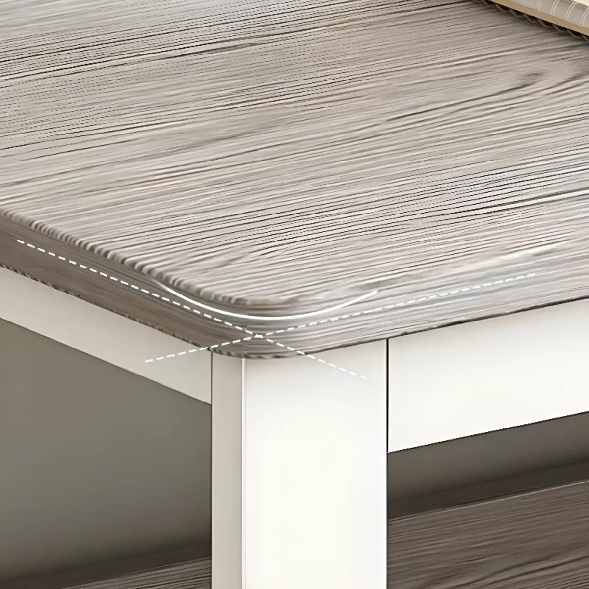 Brown Wood Tableside Storage Drawers Writing Desk Image - 18