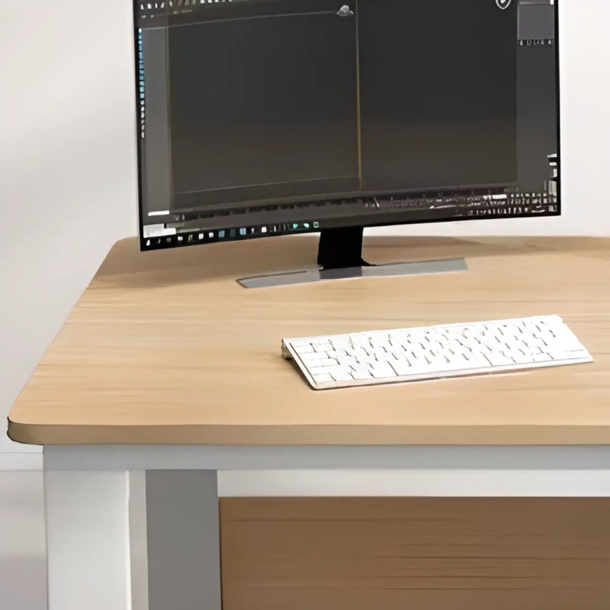 Brown Wood Tableside Storage Drawers Writing Desk Image - 8