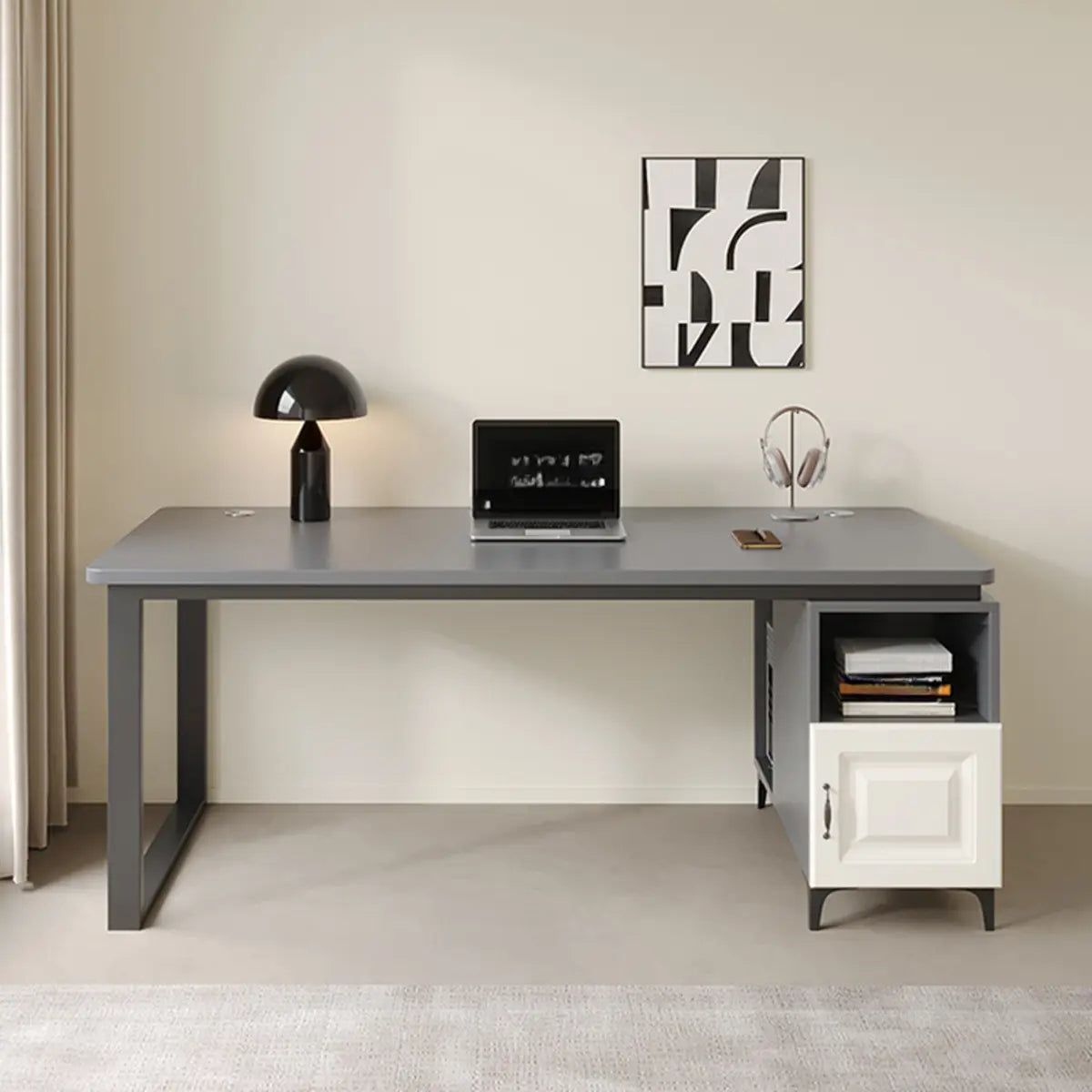 Brown Wood Tableside Storage L-Shaped Computer Desk Image - 4