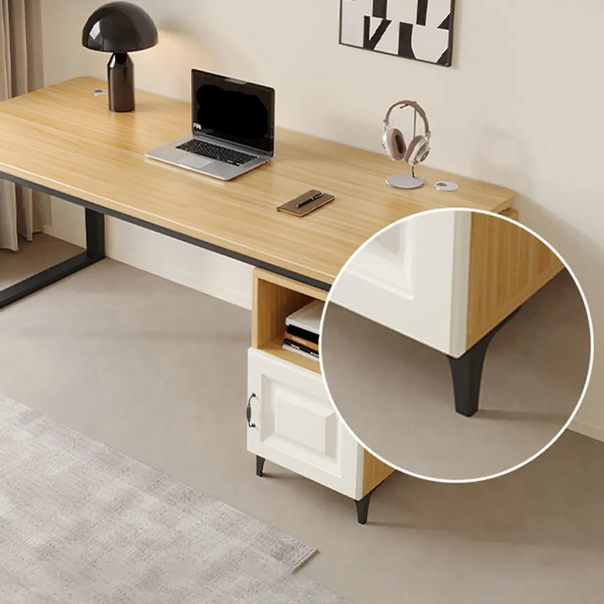 Brown Wood Tableside Storage L-Shaped Computer Desk Image - 6