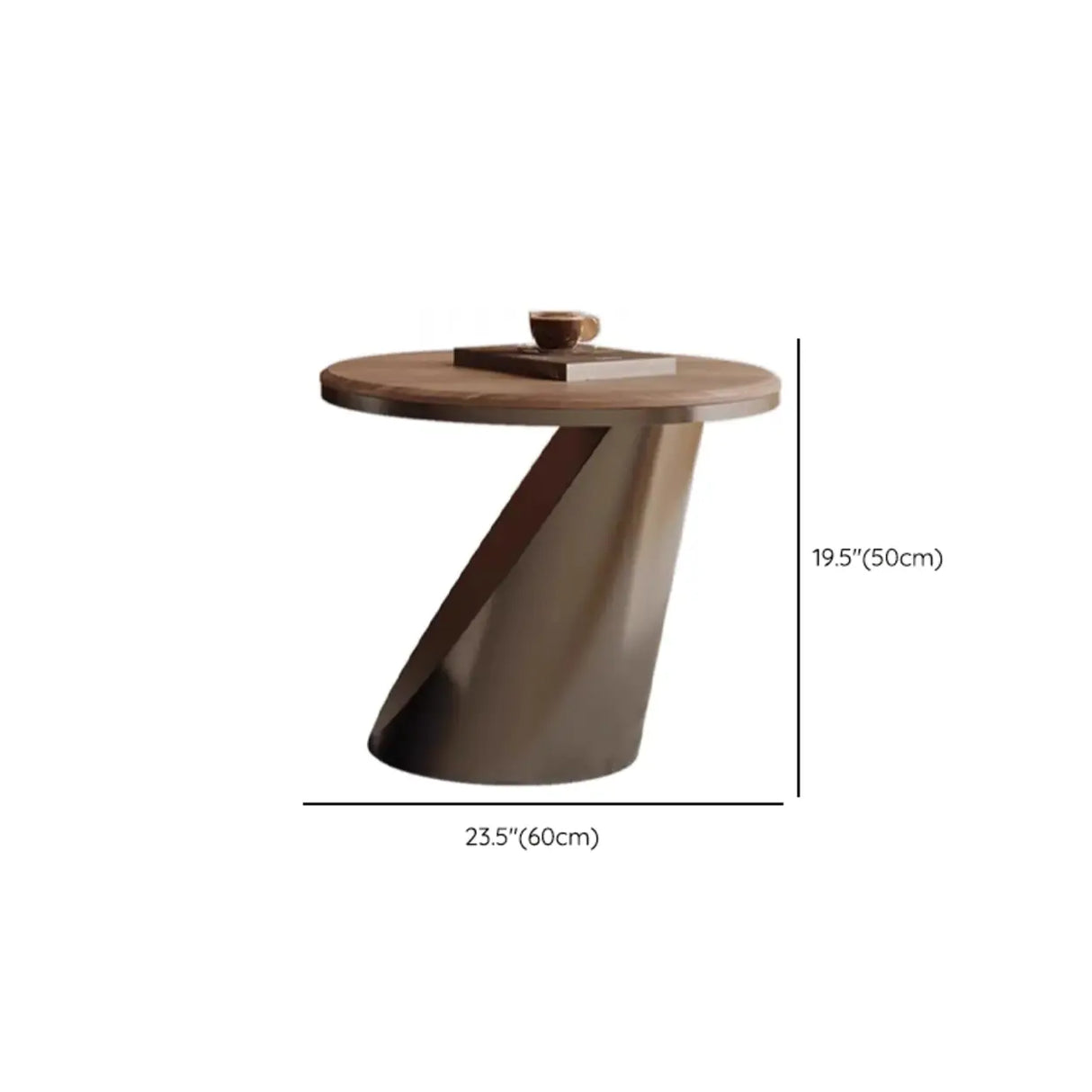 Brown Wood Top Nesting Round Coffee Table with Drawers