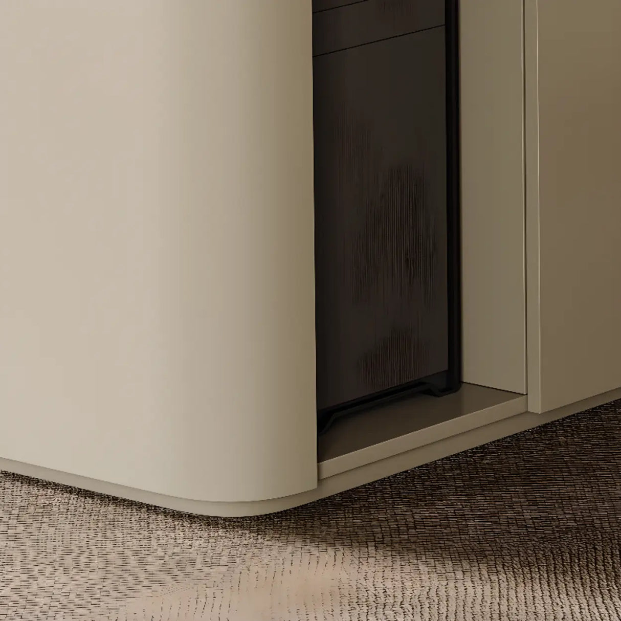 Brown Wood Top White Base L-Shaped Oval Executive Desk Image - 6