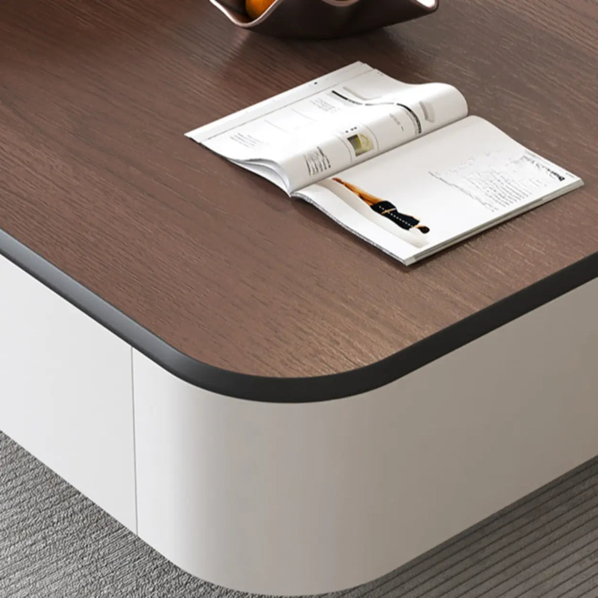 Brown Wood Top White Iron Base Square Nesting Tables Image - 7