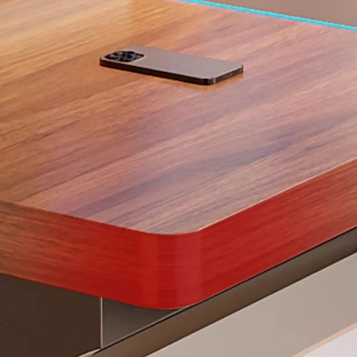 Brown Wooden Computer Desk with Storage Image - 10