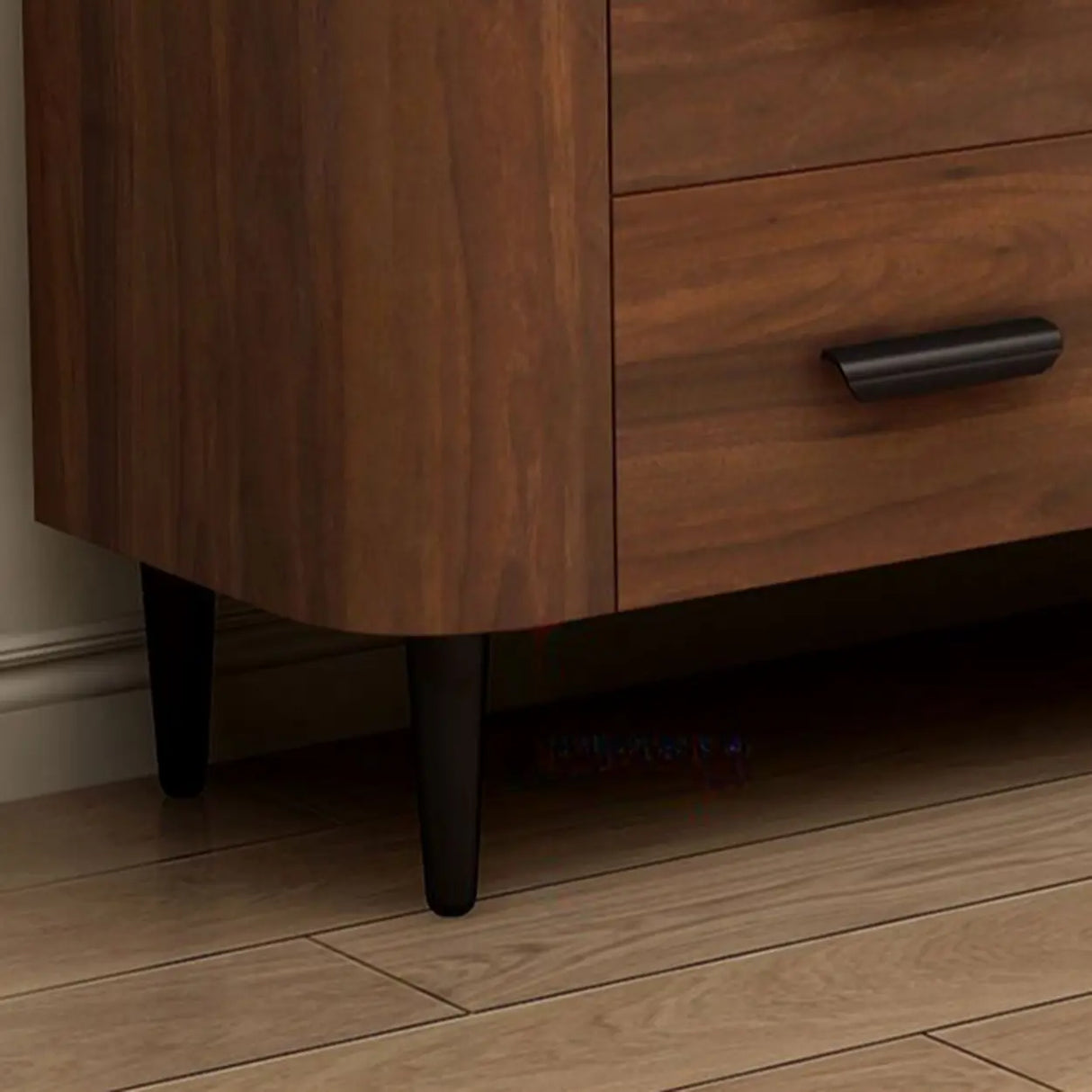 Brown Wooden Drawers Cabinet Rectangular TV Stand Image - 8