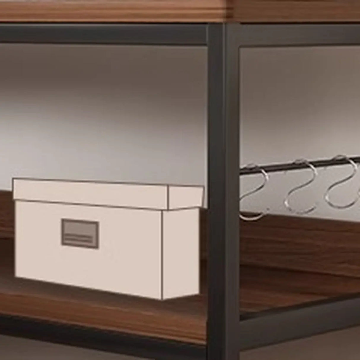 Brown Wooden Rectangle Open Metal Frame Wide Bookcase Image - 3