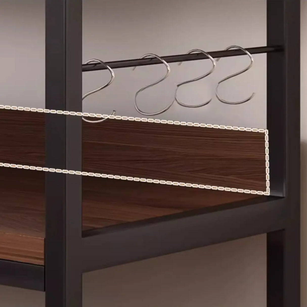 Brown Wooden Rectangle Open Metal Frame Wide Bookcase Image - 7