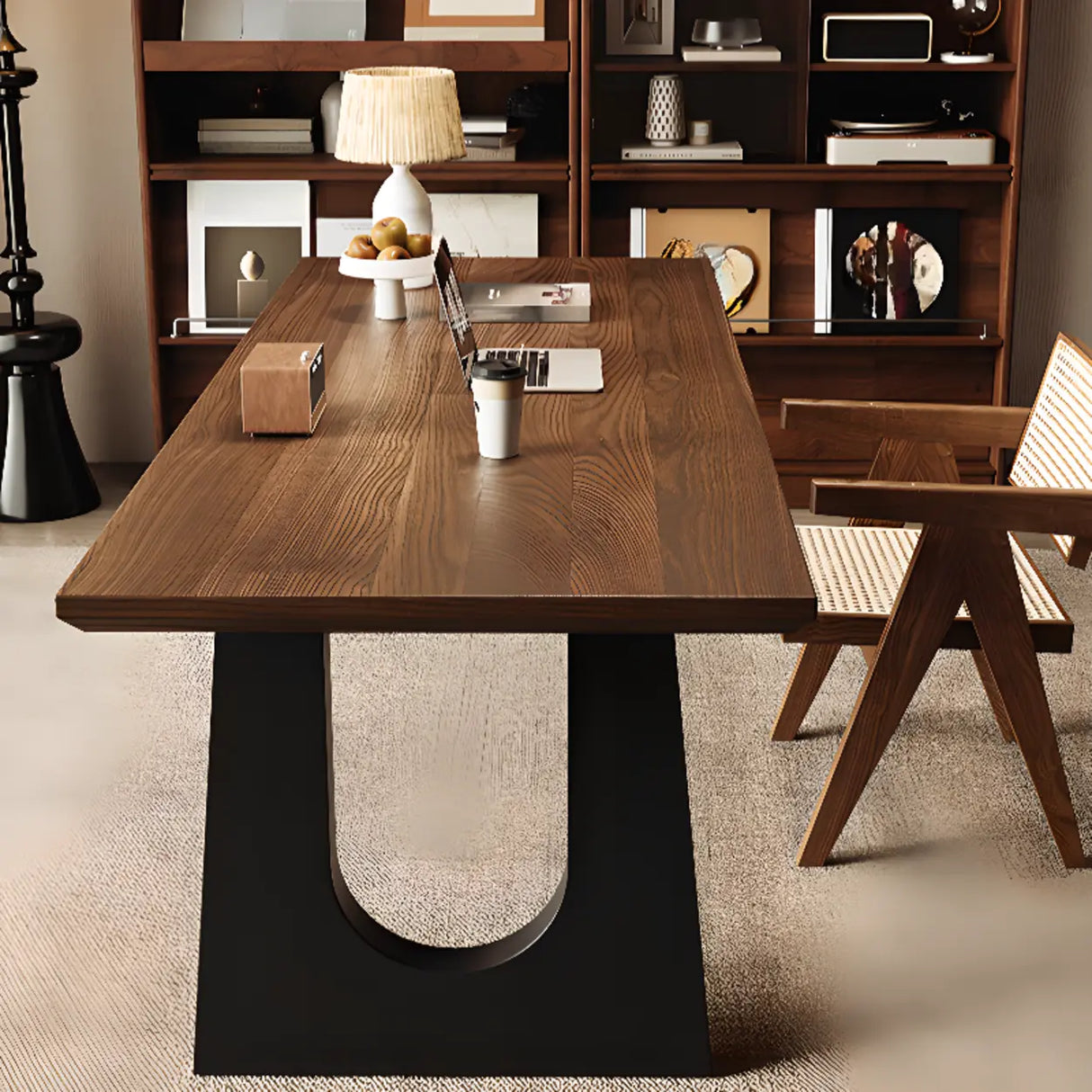 Brown Wooden Rectangular Home Office Writing Desk Image - 10