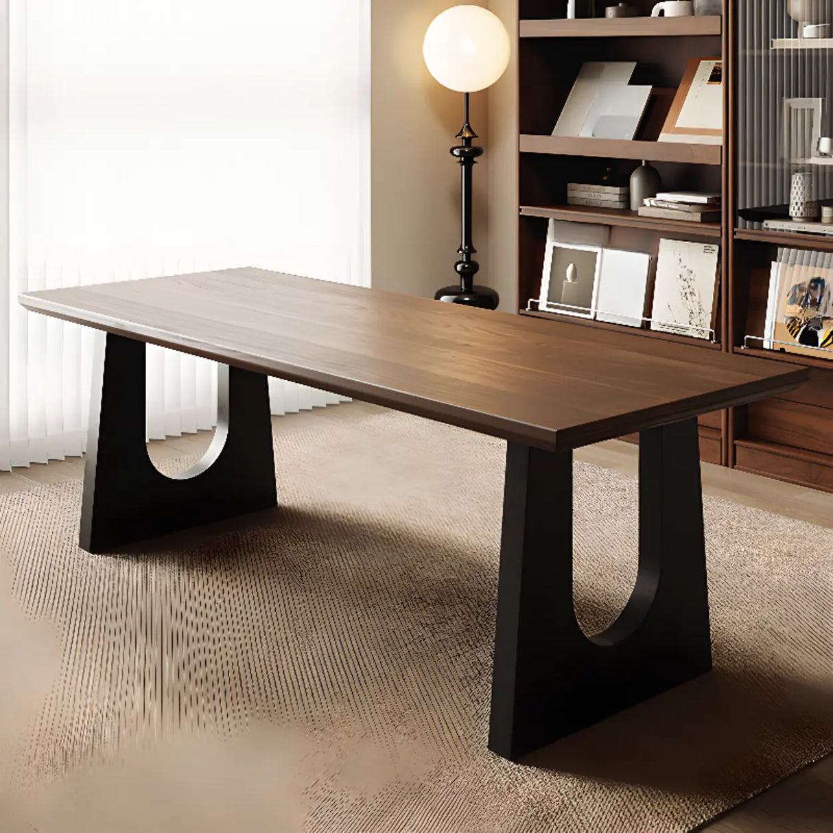 Brown Wooden Rectangular Home Office Writing Desk Image - 5