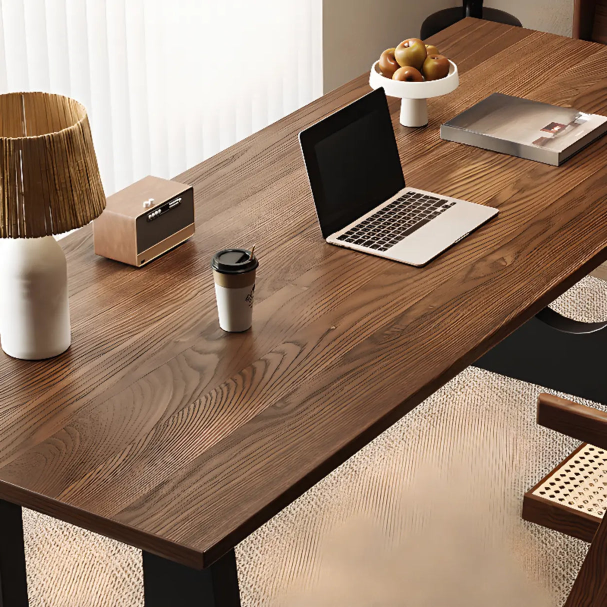 Brown Wooden Rectangular Home Office Writing Desk Image - 6