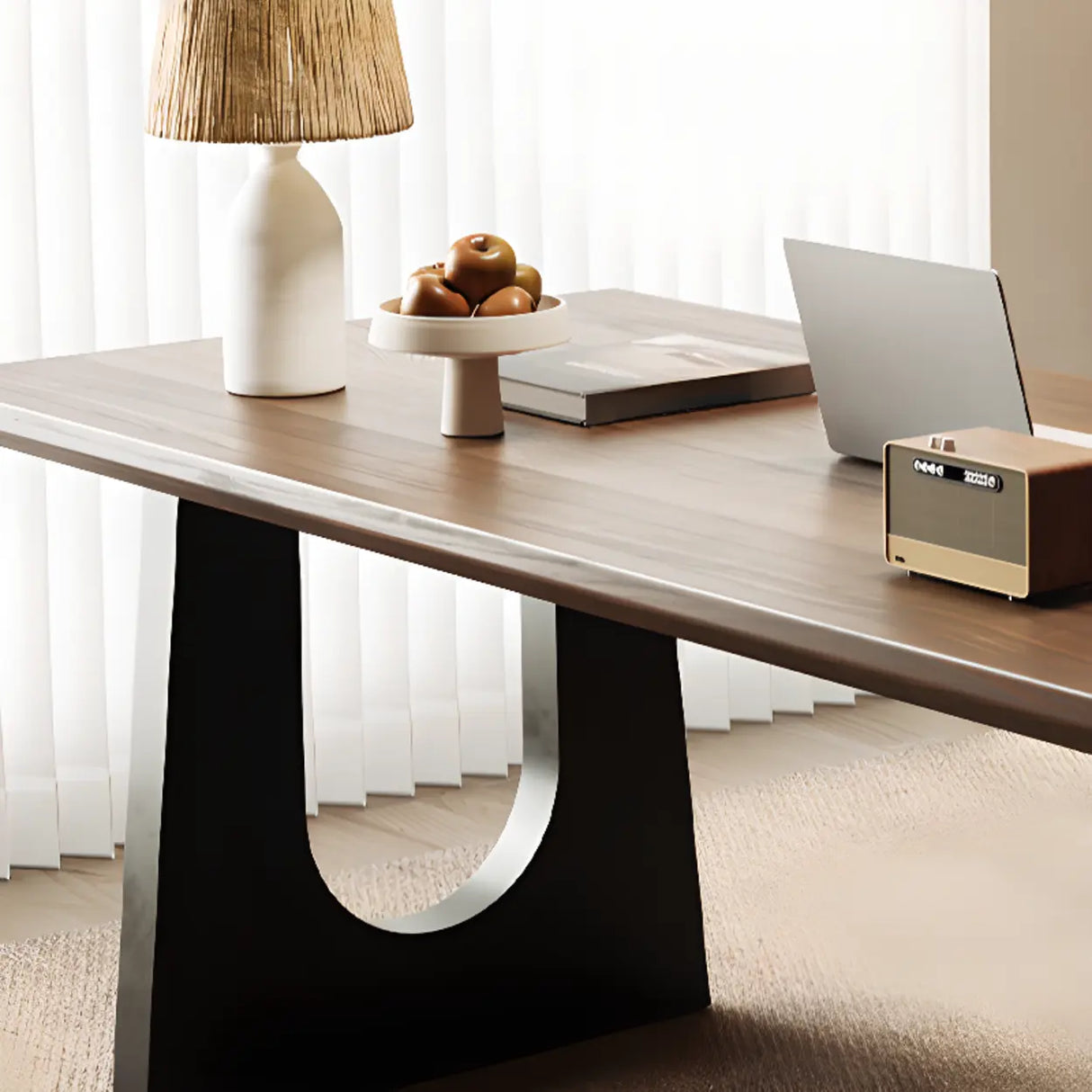 Brown Wooden Rectangular Home Office Writing Desk Image - 9