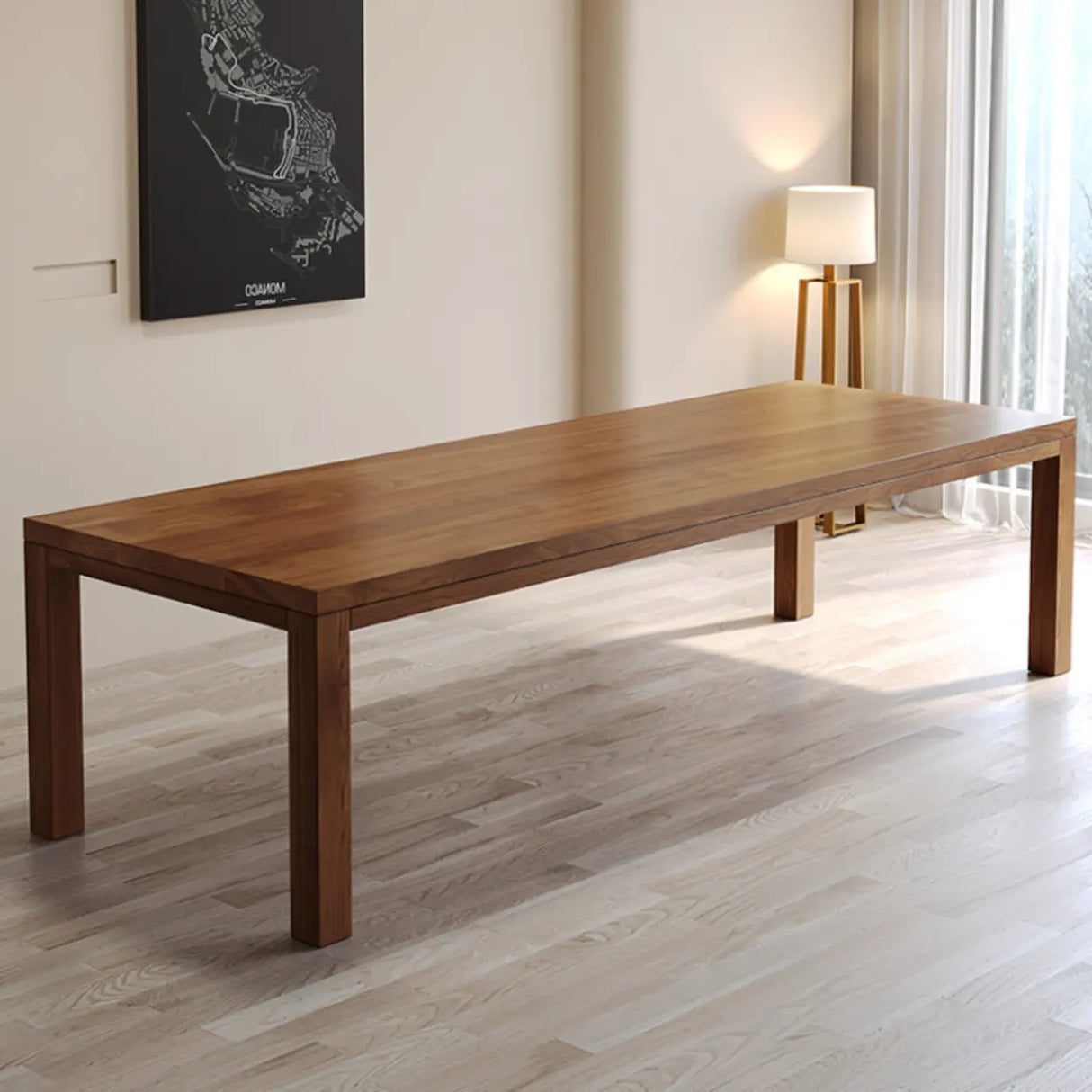 Brown Wooden Rectangular Writing Desk for Eight Image - 4