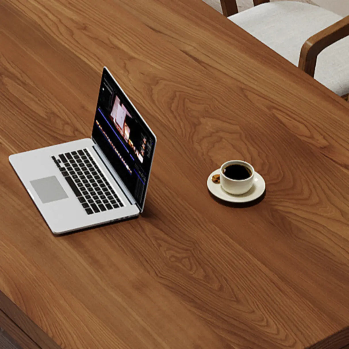 Brown Wooden Rectangular Writing Desk for Eight Image - 7