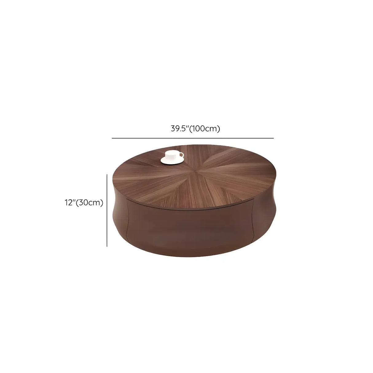 Brown Wooden Texture Round Coffee Table with Storage