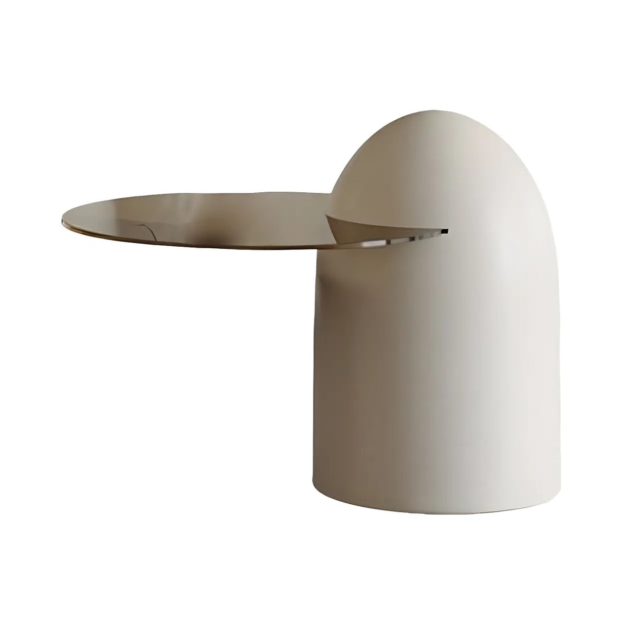 Brown Wooden Tray Top Steel Base Round Coffee Table Image - 2