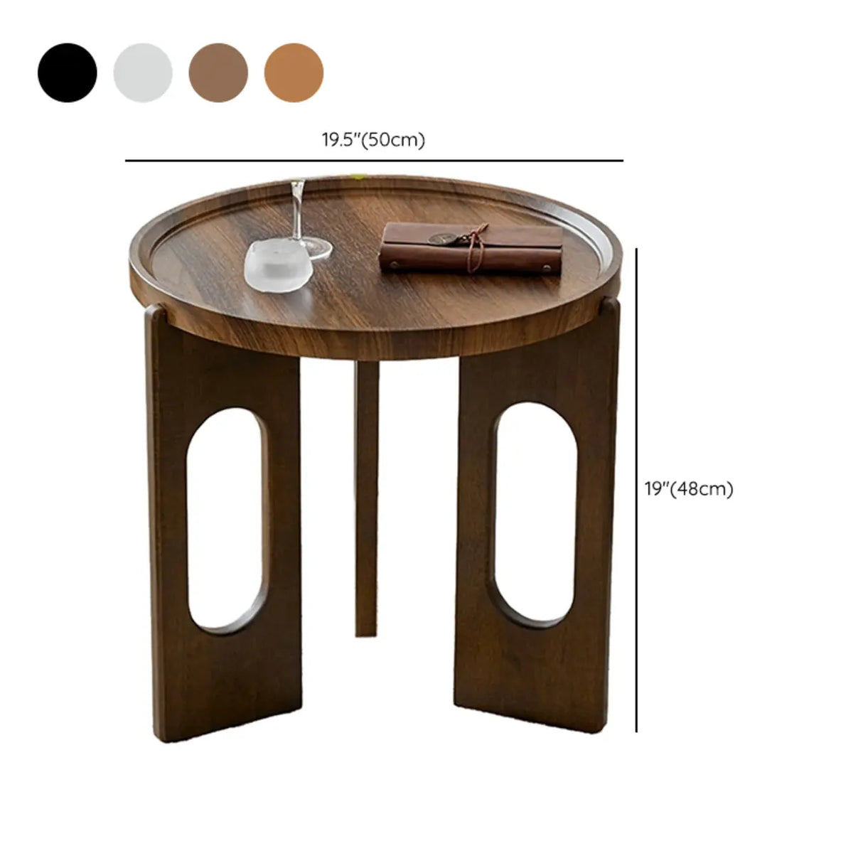 Brown Wooden Tray Top Three Leg Round Coffee Table