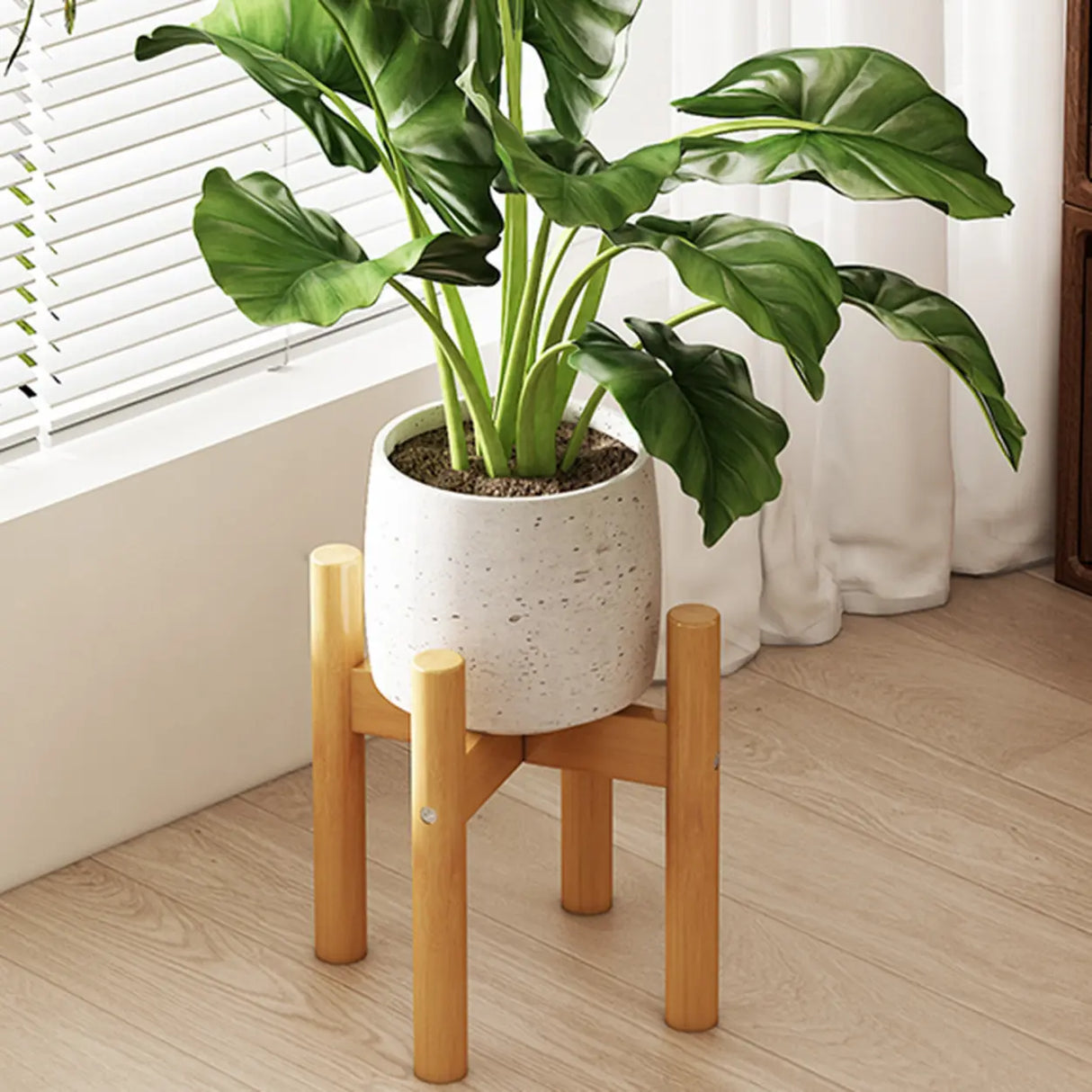 Brown Wooden Waterproof H Shape Small Plant Stands Image - 14