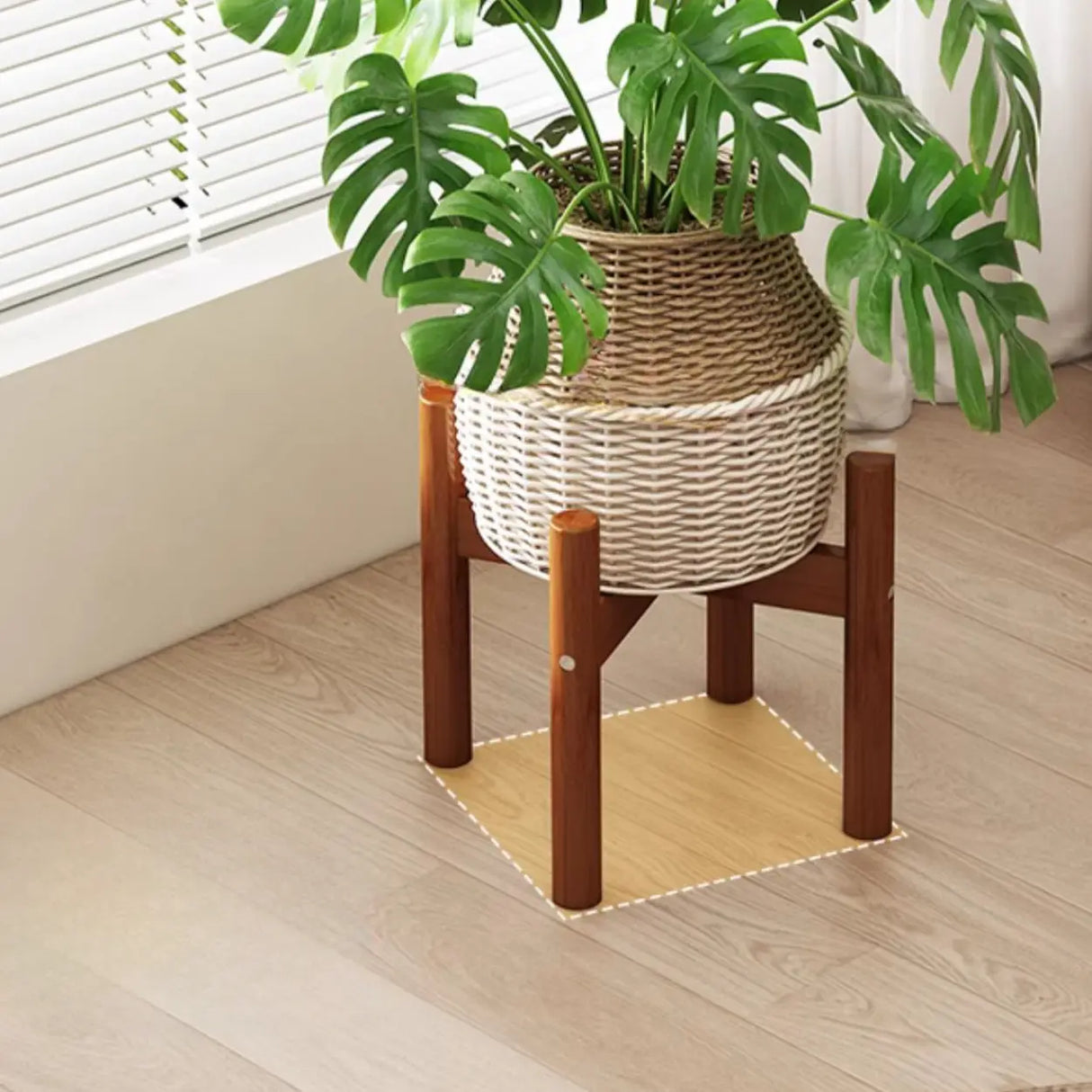 Brown Wooden Waterproof H Shape Small Plant Stands Image - 17