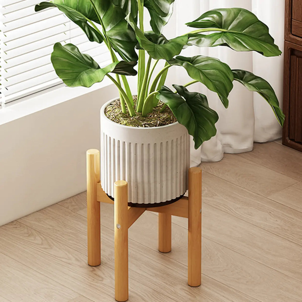 Brown Wooden Waterproof H Shape Small Plant Stands Image - 18