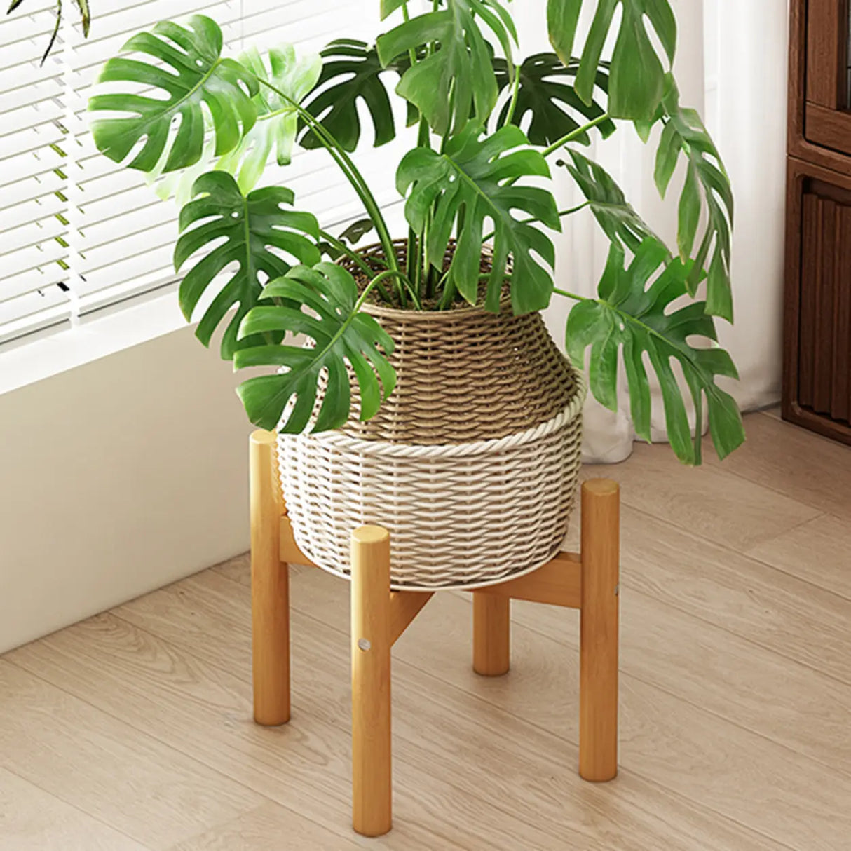 Brown Wooden Waterproof H Shape Small Plant Stands Image - 19